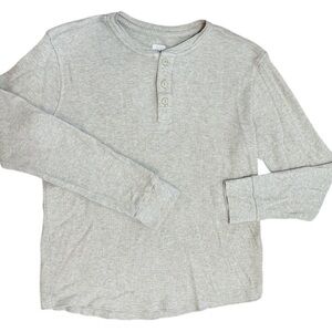 GAP Boys Thermal-Knit Long Sleeve Henley Waffle Oatmeal Cream Pullover Size Med